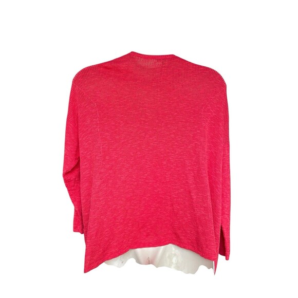 Eileen Fisher Linen Cotton Open Front Cardigan Shrug Plus Size 2X Coral Red NWOT - Picture 3 of 7